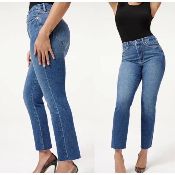 NWT Good American Womens Good Classic Blue 940 Hi-Rise Raw Hem Jean 4/27 - Picture 4 of 16